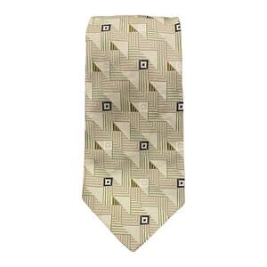 Joseph A. Bank Tan Tie with Brown Geometric Pattern